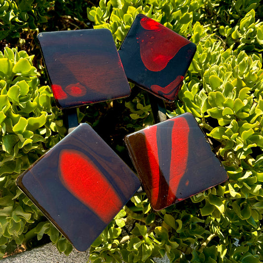 Red Fields coaster set